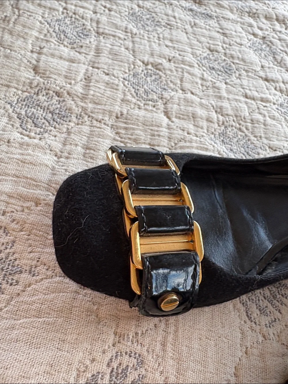 Tory Burch Black Ballet Flat with Gold Buckle